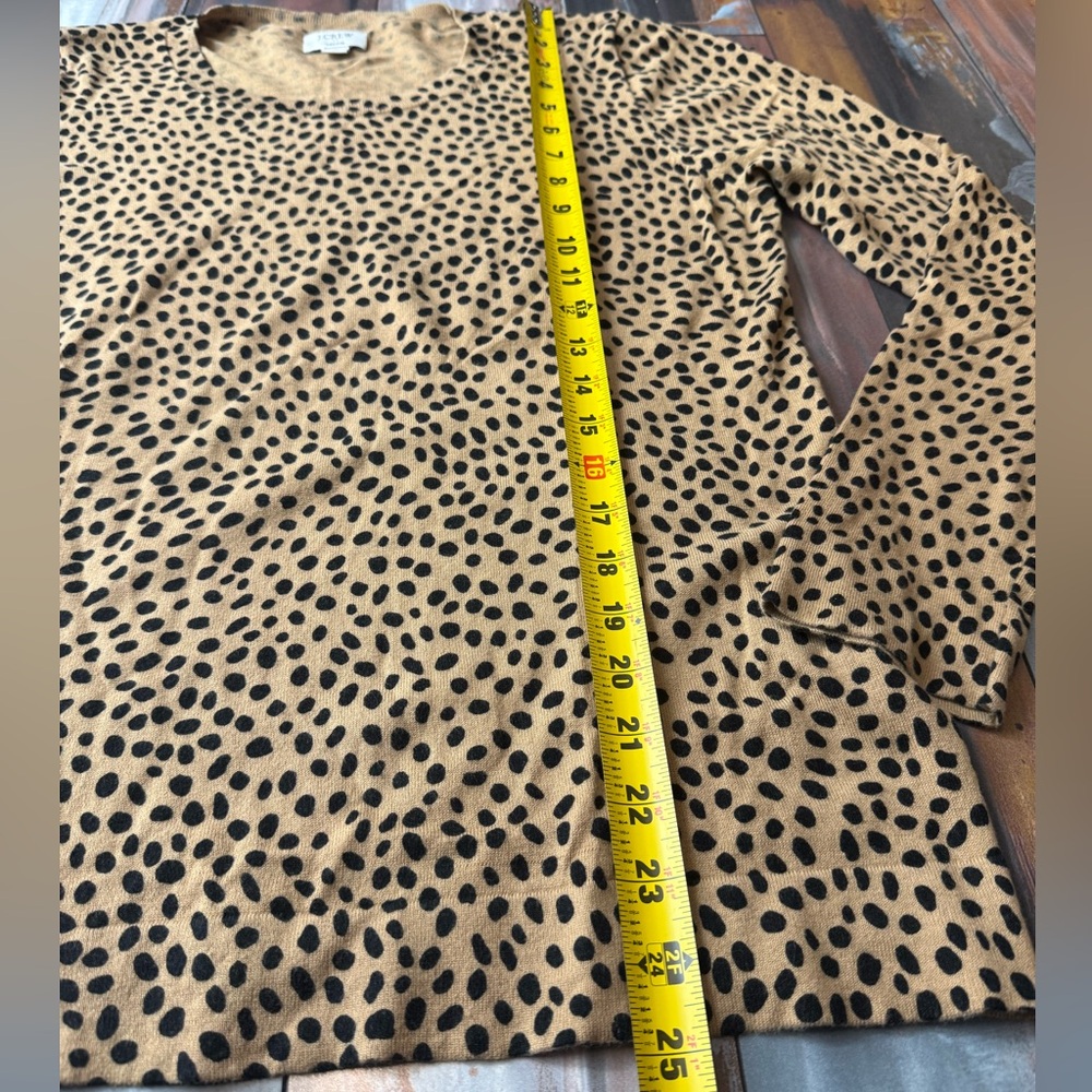 J.Crew Teddie Leopard Cheetah Print Cotton Long Sleeve Tee Top Large Tan Black - Picture 8 of 13
